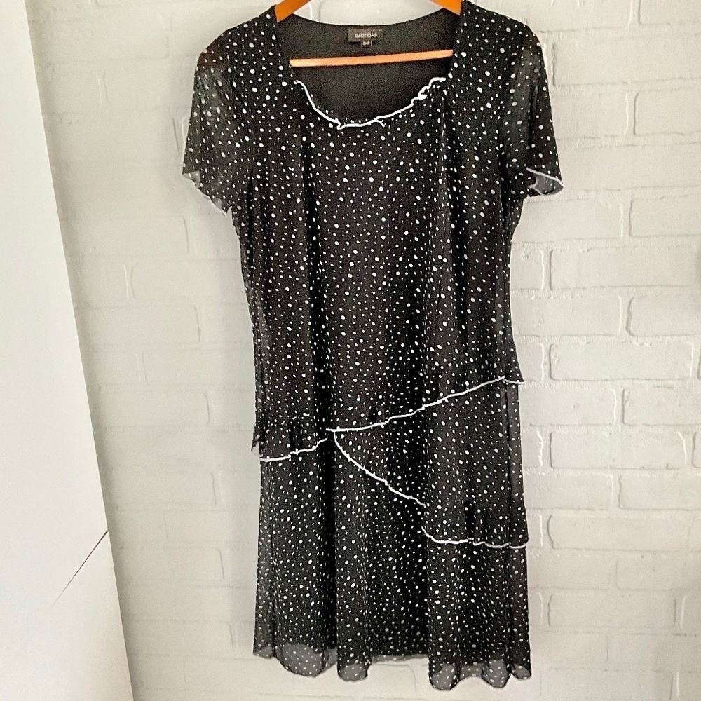 Vintage Mini dress Mesh Lightweight Polka dot Charleston 1990s does 1920s Sz M